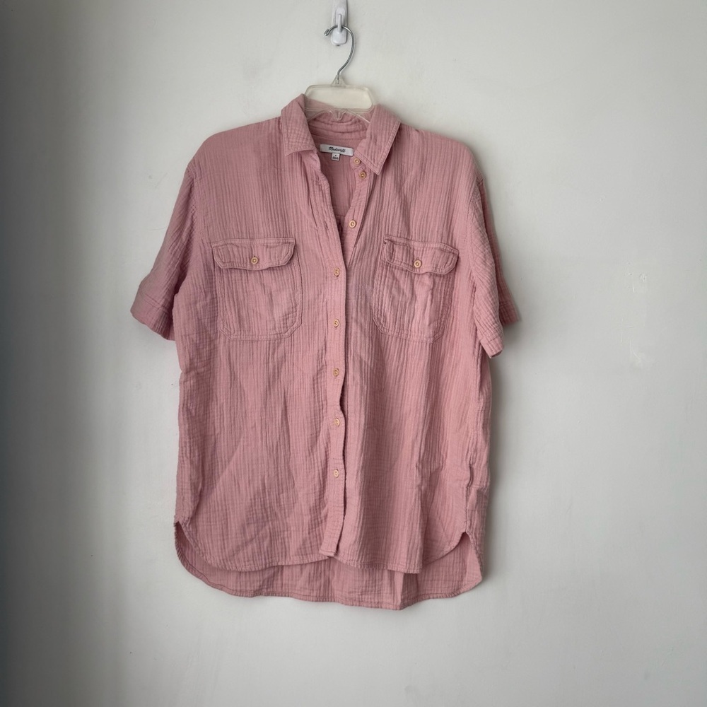 Madewell Lightspun Short-Sleeve Flap-Pocket Shirt in Wisteria Dove S - Picture 5 of 8